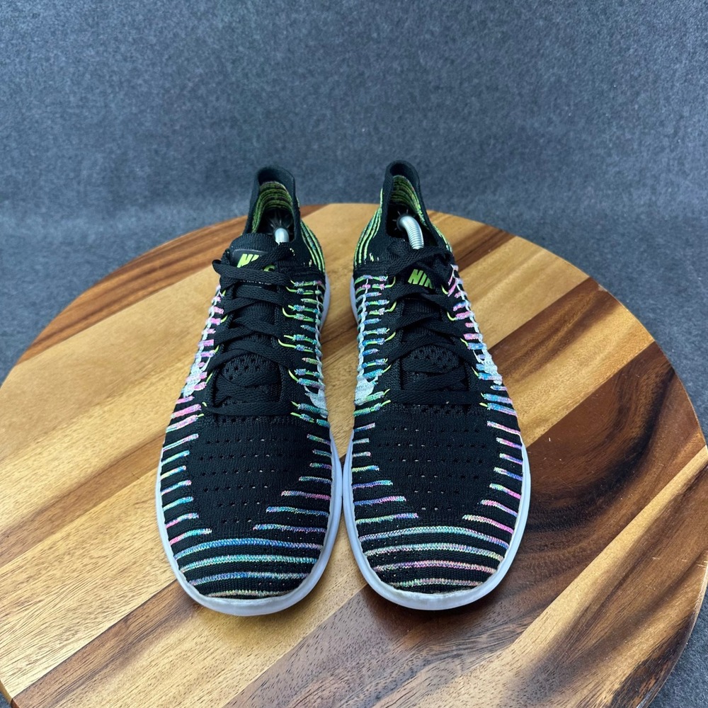 Nike Free RN Flyknit  Mens 8.5 Womens 10 Black Multicolor 831070-003 - Picture 5 of 12